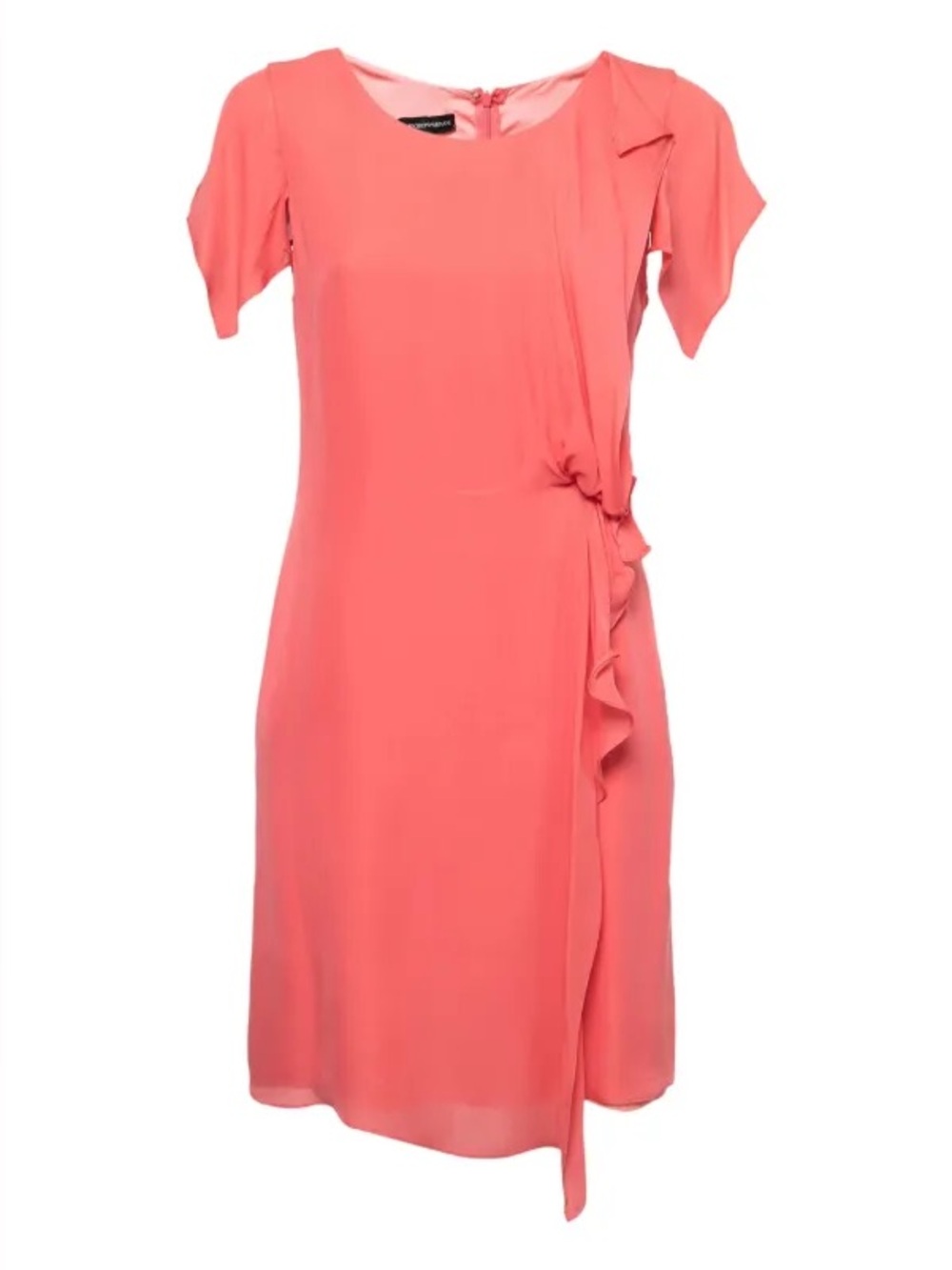 Emporio Armani Flamingo Pink Silk Draped Detail Midi Dress Size TG 36/ US 3-4